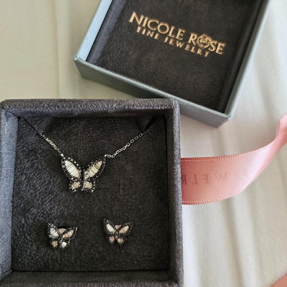 Nicole rose butterfly necklace and earings